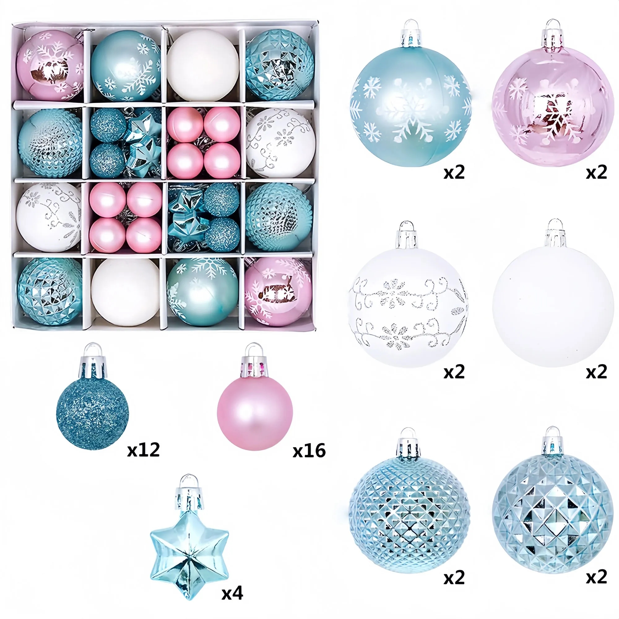 Premium Christmas Bauble Set With Unique Designs 5