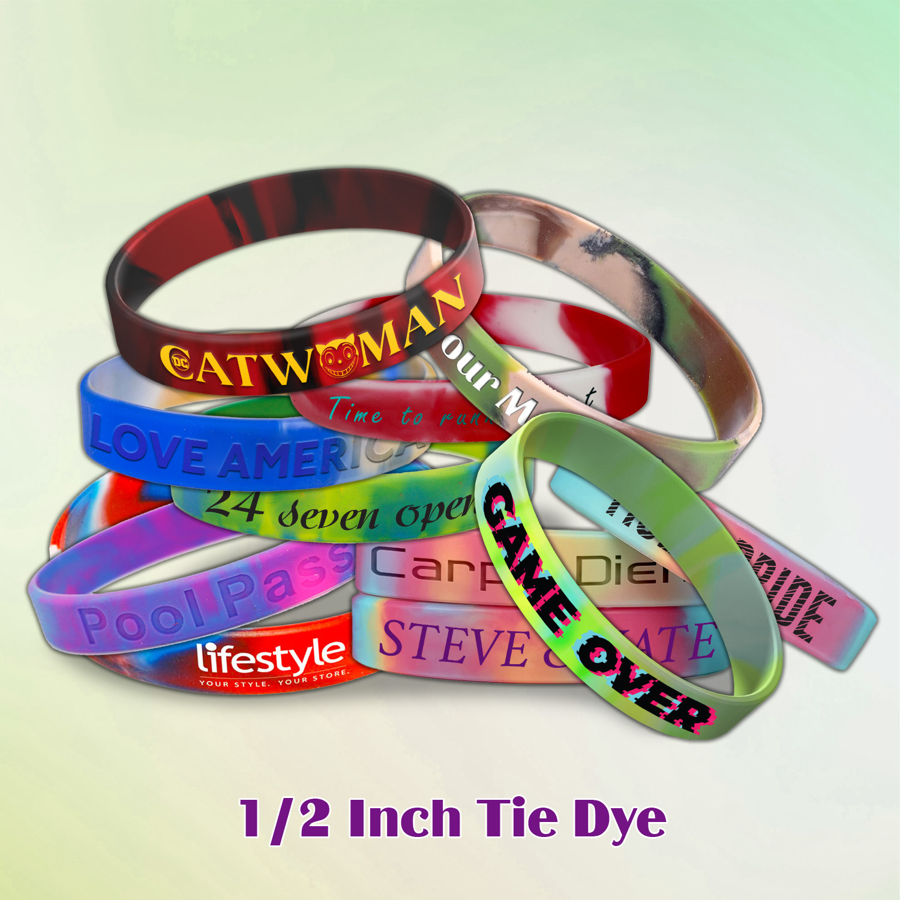 Tie Dye Silicone Wristband - 1/2" band 7