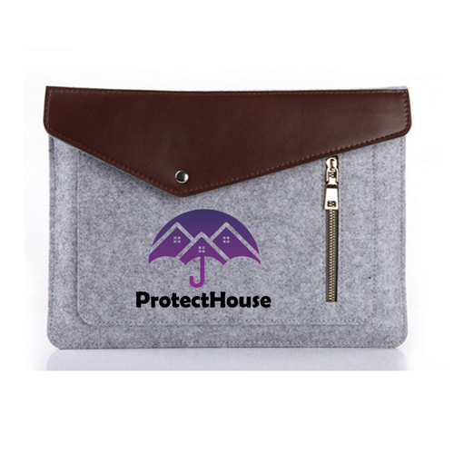Felt Laptop Sleeve with PU Flap, Button Closure, and Front 6