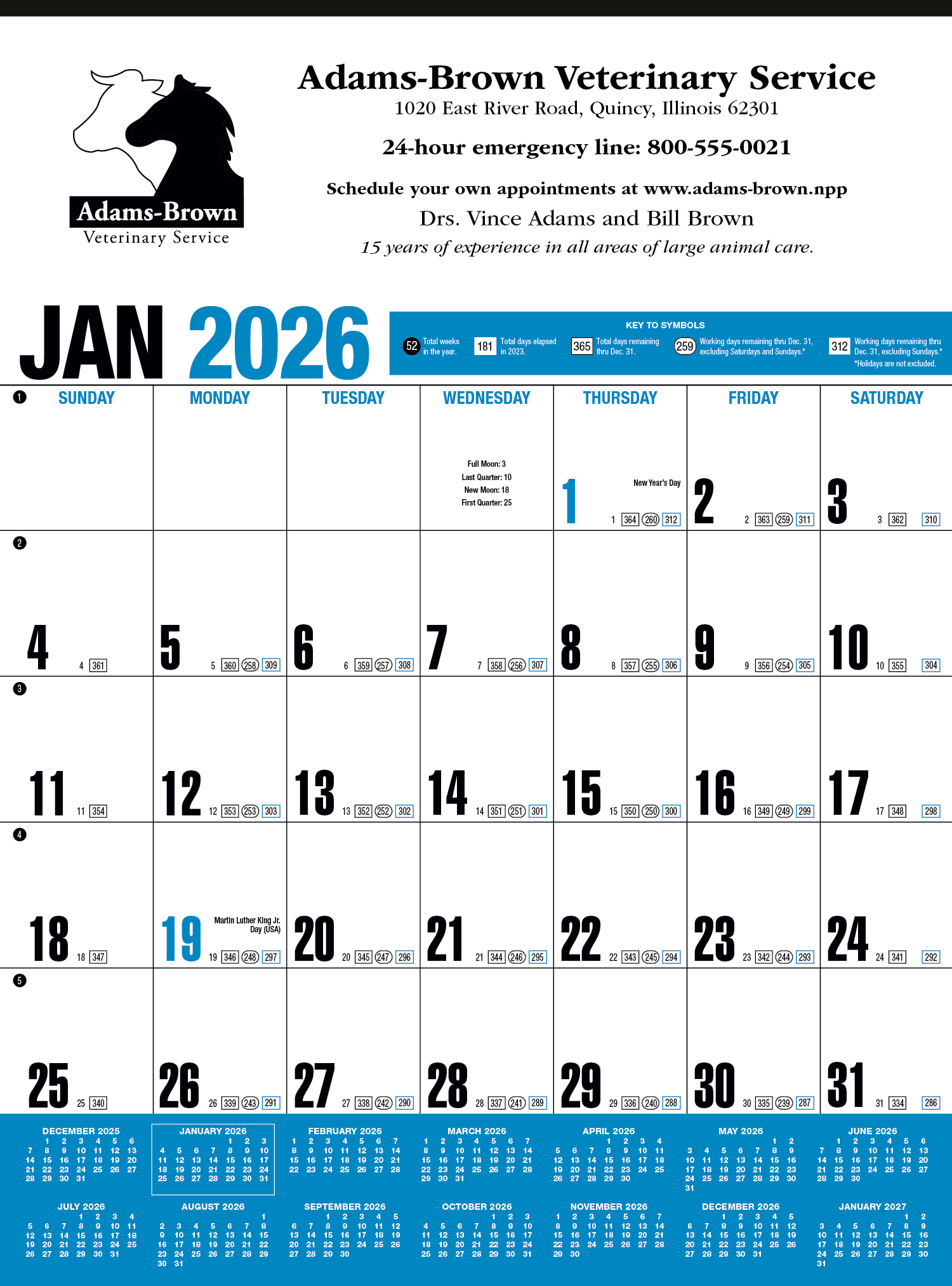HotLine® Products Yearly Record® Blue Calendar 1