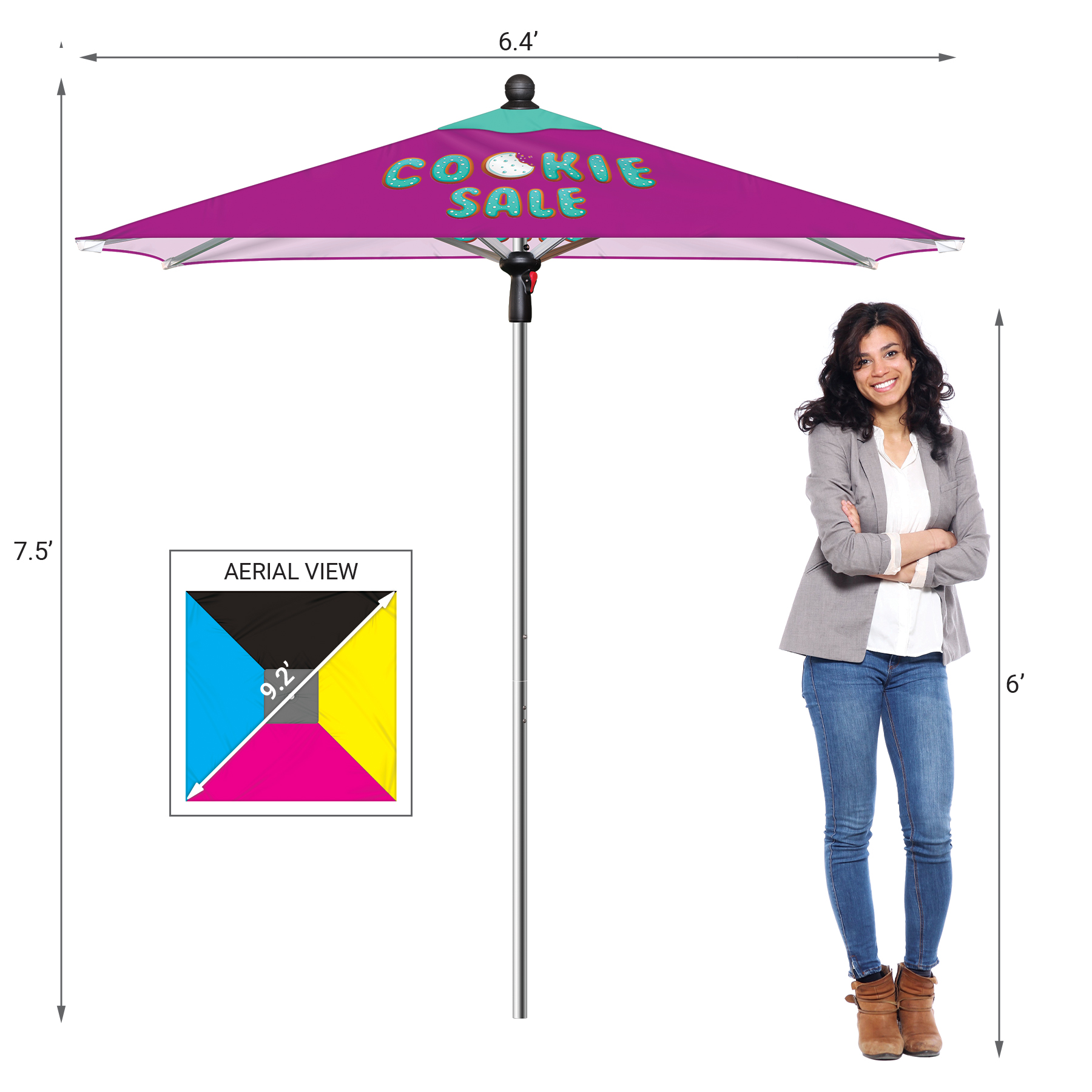 7.5' Heavy Duty Square Umbrella Kit 9