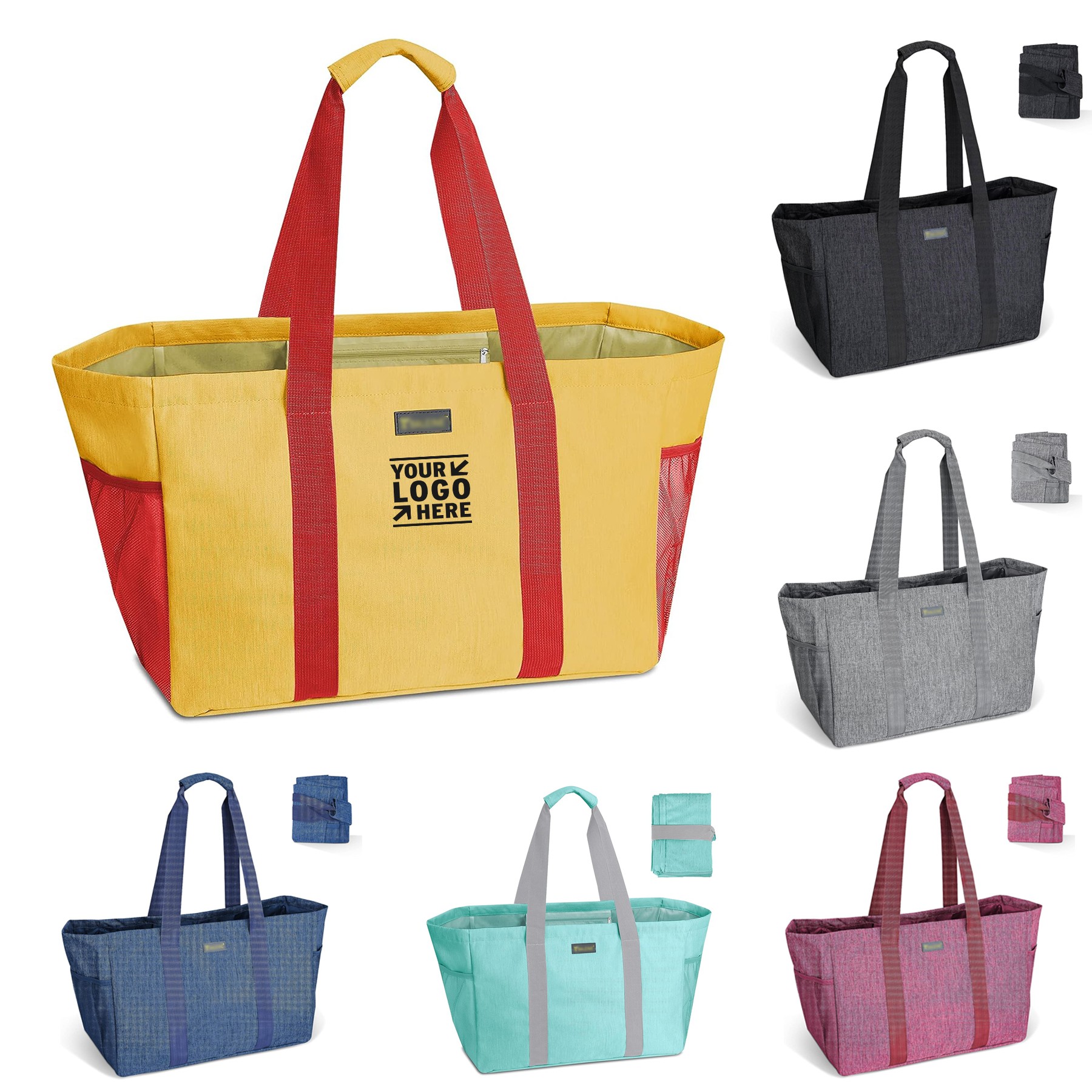 Soft 9 Gallon Extra Large Utility Tote Foldable Reusable Storage Bag, custom tote bag with logo imprint 4