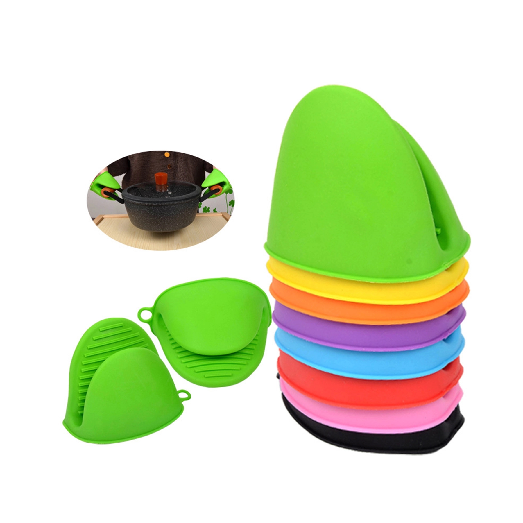Baking Oven Mitts Kitchen Anti Scald Silicone Glove Clips 1