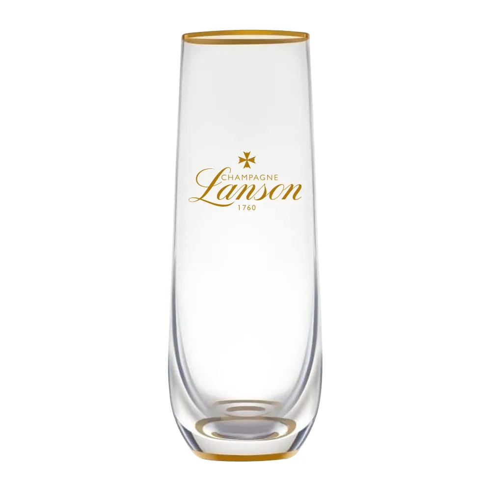 9oz. Gold Rimmed Stemless Champagne Flute 4