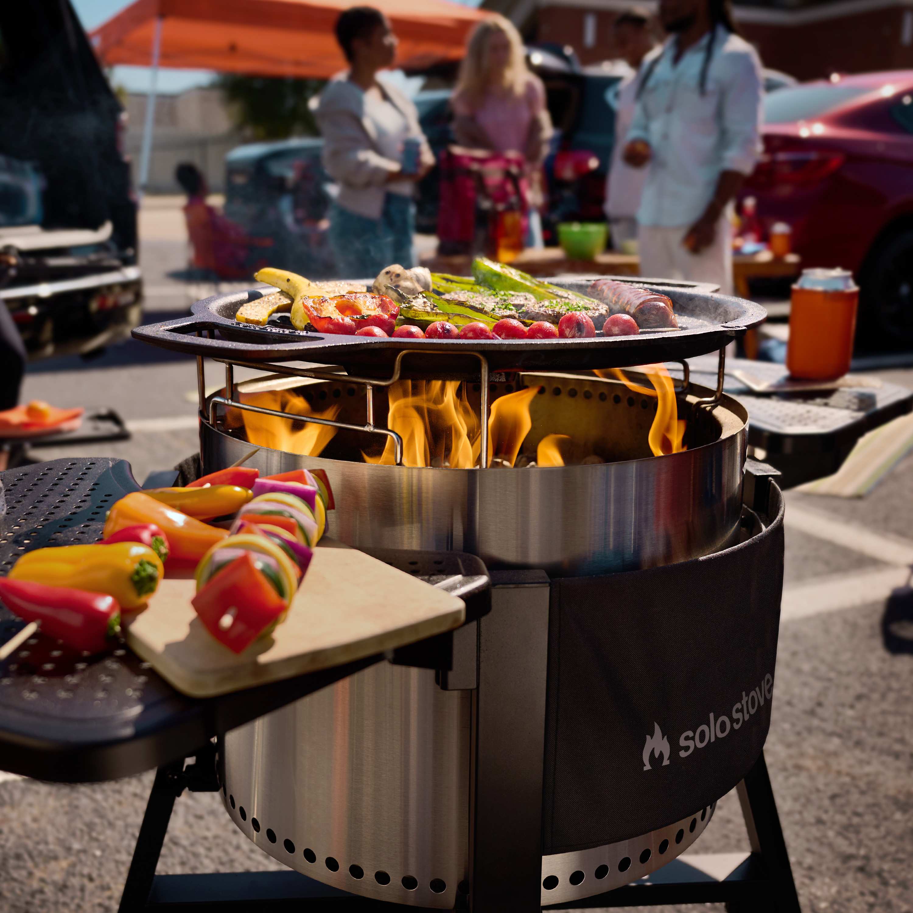 Solo Stove - Bonfire 19.5" Fire Pit Cast Iron GRIDDLE Cookout Bundle with Stand 3