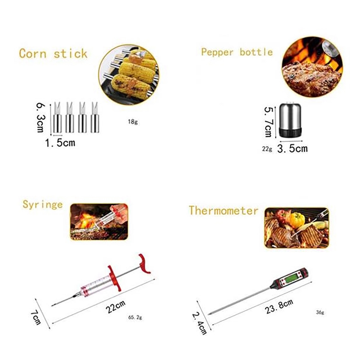 25Pcs Enlarged Handle Stainless Steel Grill Tools Set 5