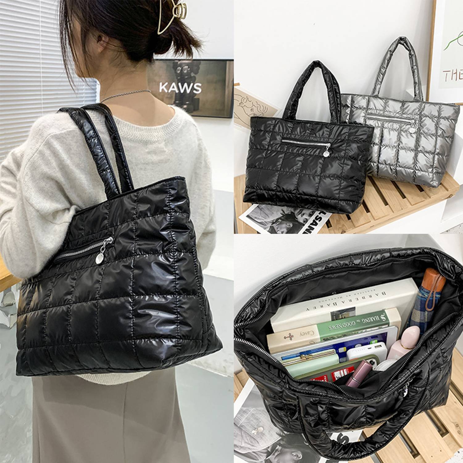 Quilted Puffer Tote Bag 1