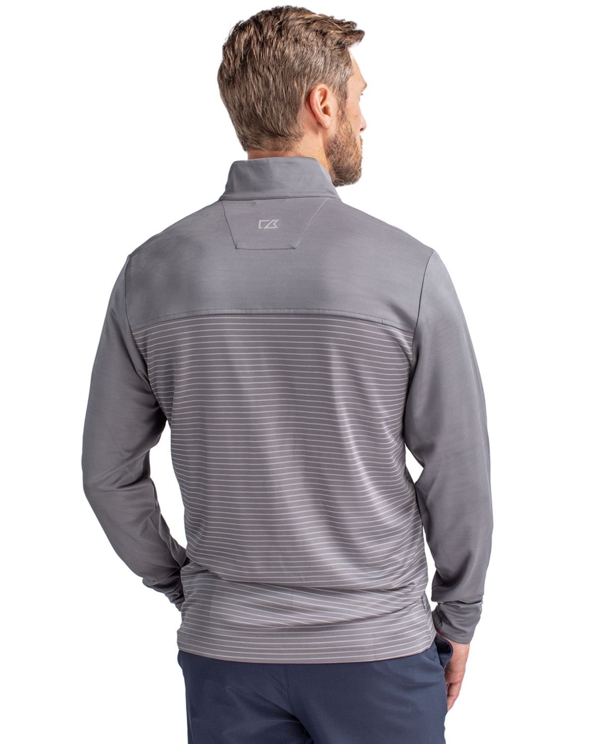 Cutter & Buck Traverse Recycled Smooth Stretch Mens Stripe Quarter Zip Pullover 24