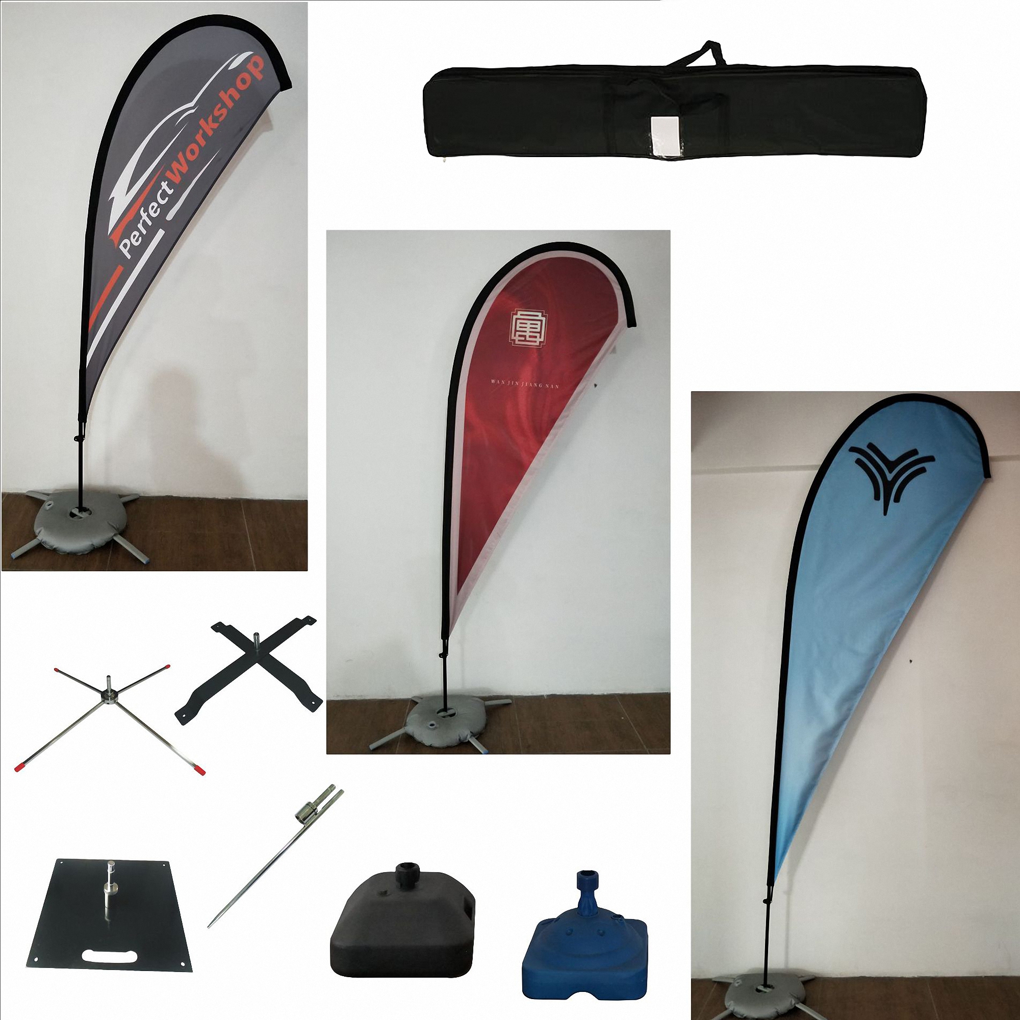 7-Foot Double-Sided Fabric Teardrop Banner with Cross Base 2