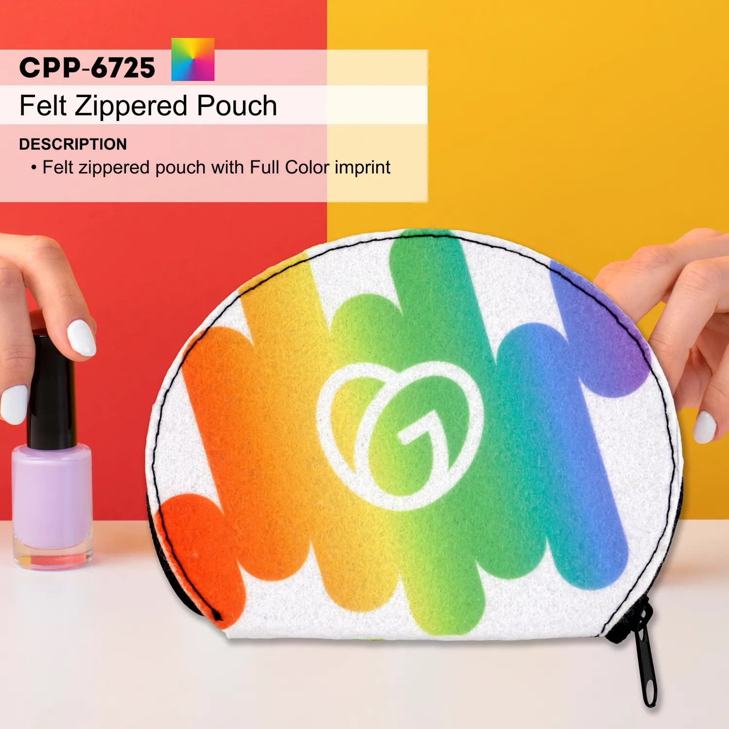 FAUX FELT ZIPPERED POUCH 4