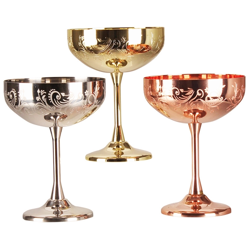 Custom 9 oz Stainless Steel Carved Martini Glass 12