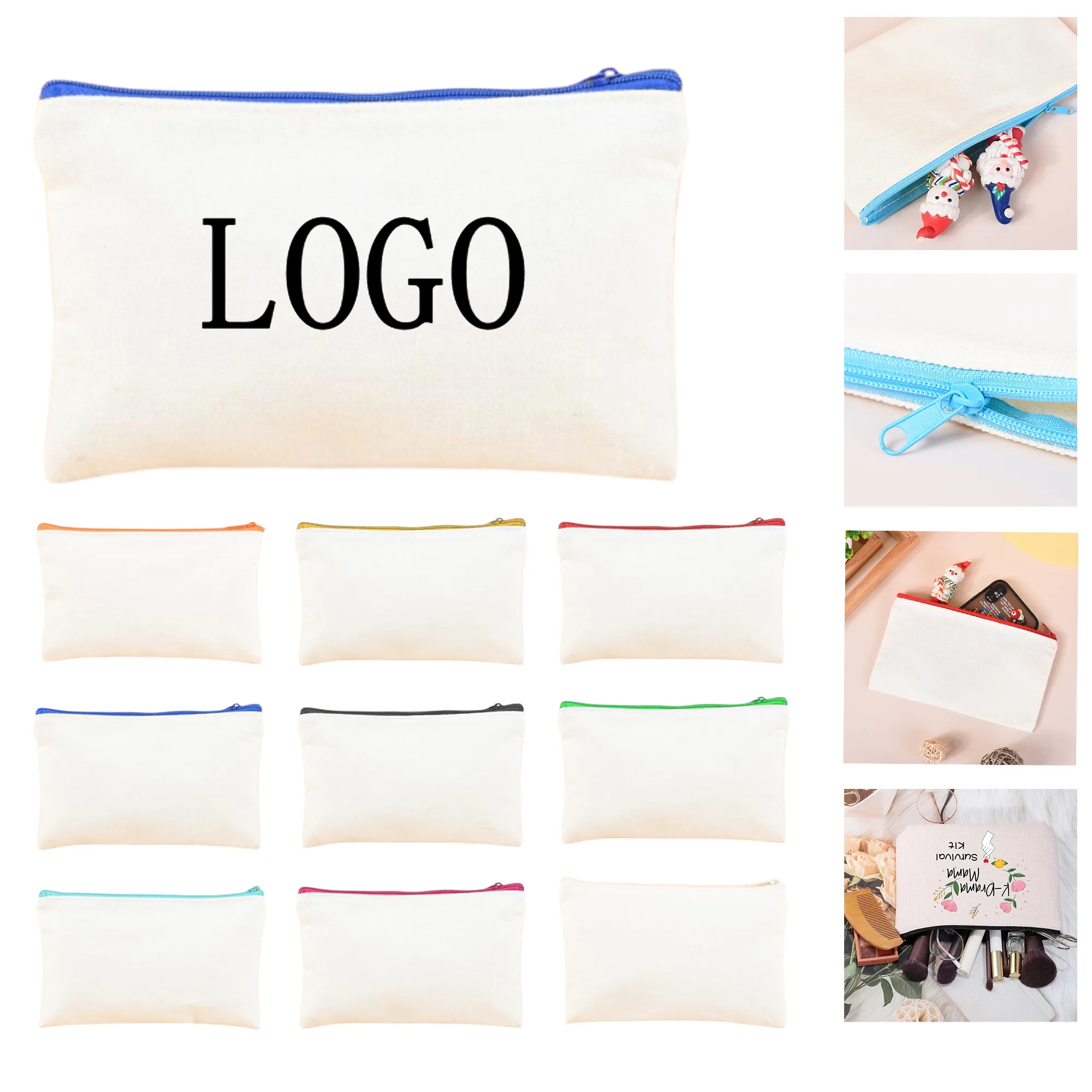 Eco Friendly Canvas Zipper Bag, custom tote bag with logo imprint 5