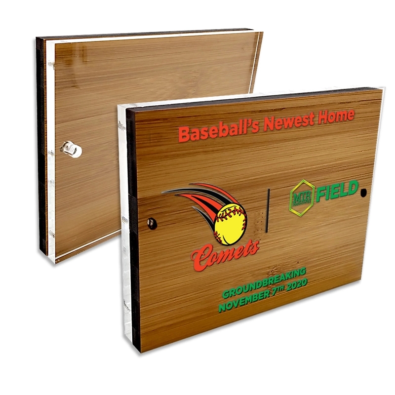 Custom Laser Etched Bamboo Desk Plaque Frame 1