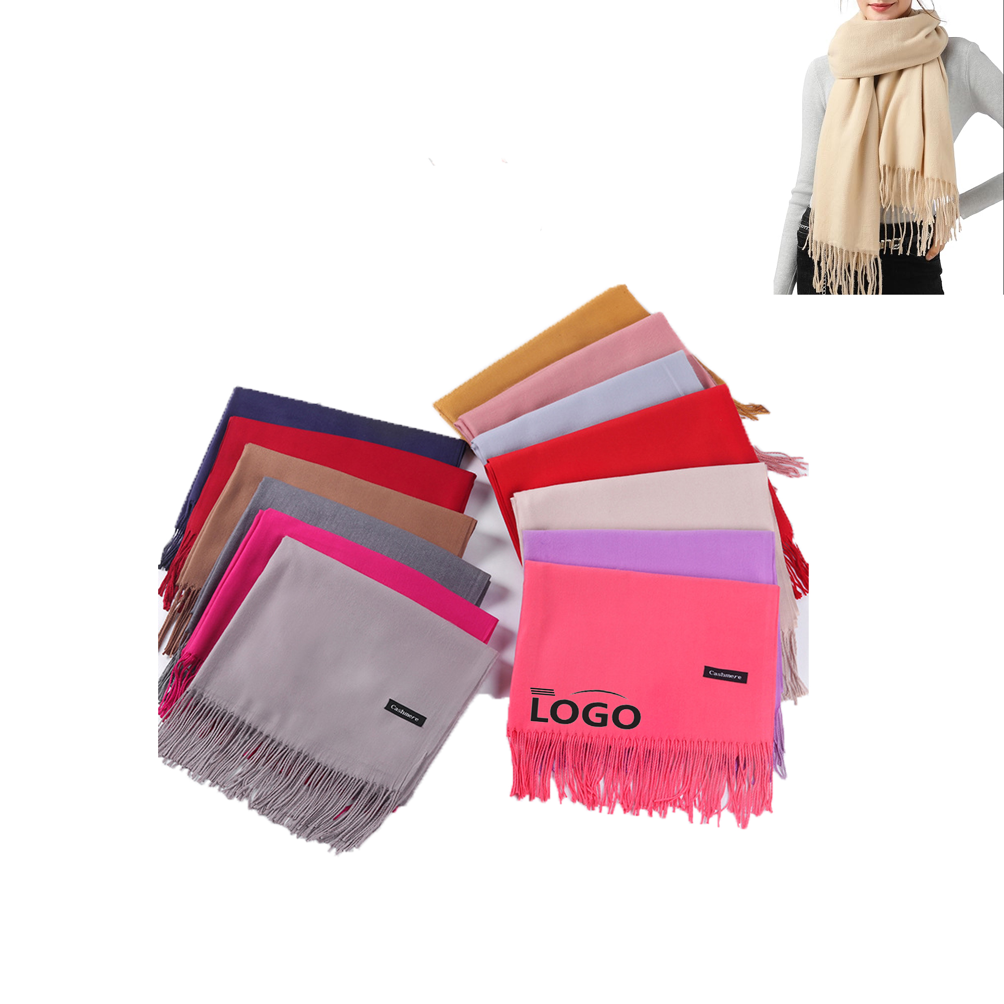 MOQ 100 Pcs Winter Imitation Cashmere Scarf With Your Logo 1