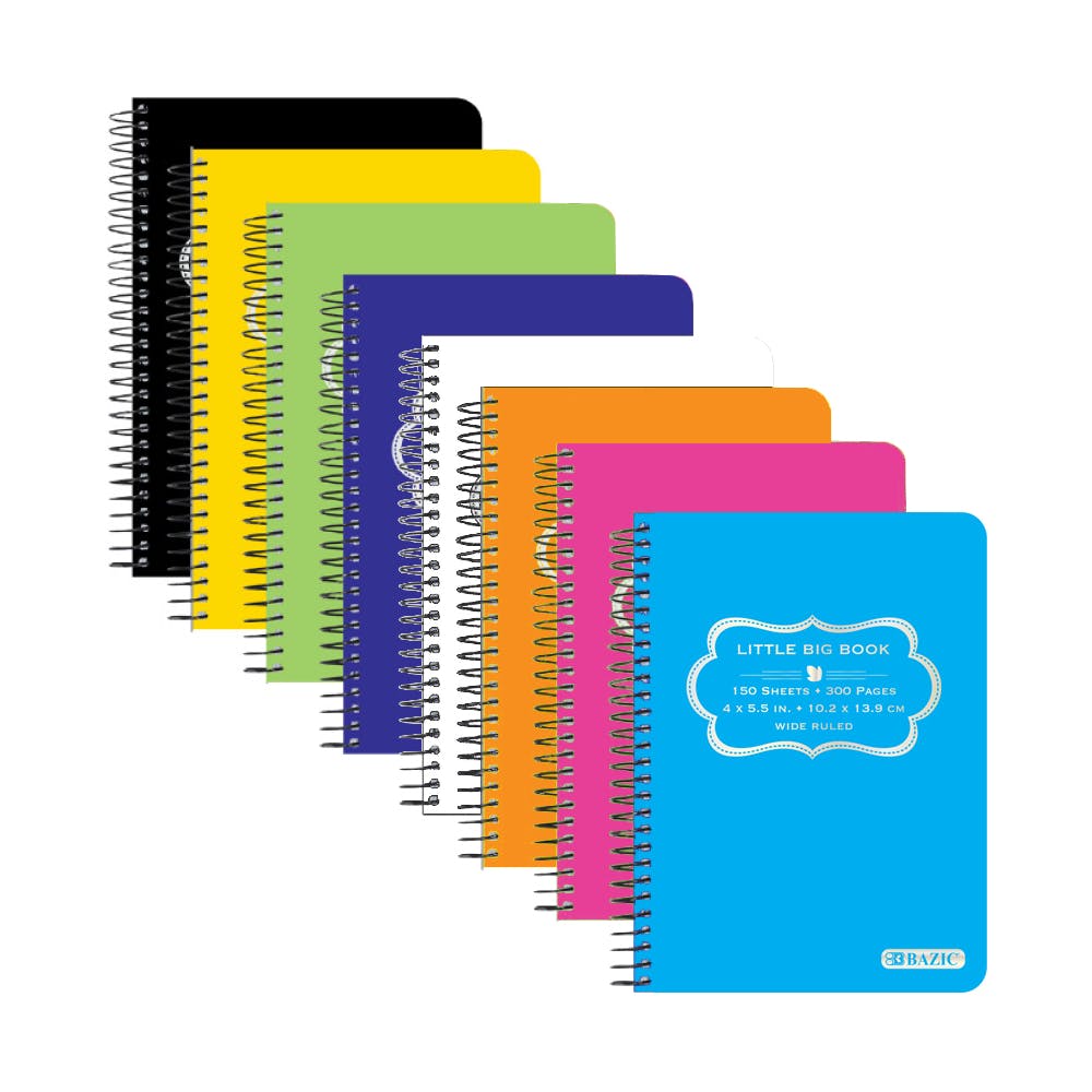 Little Big Book Spiral Notebooks - 150 Wide Ruled Sheets 8 Poly Color Covers 2