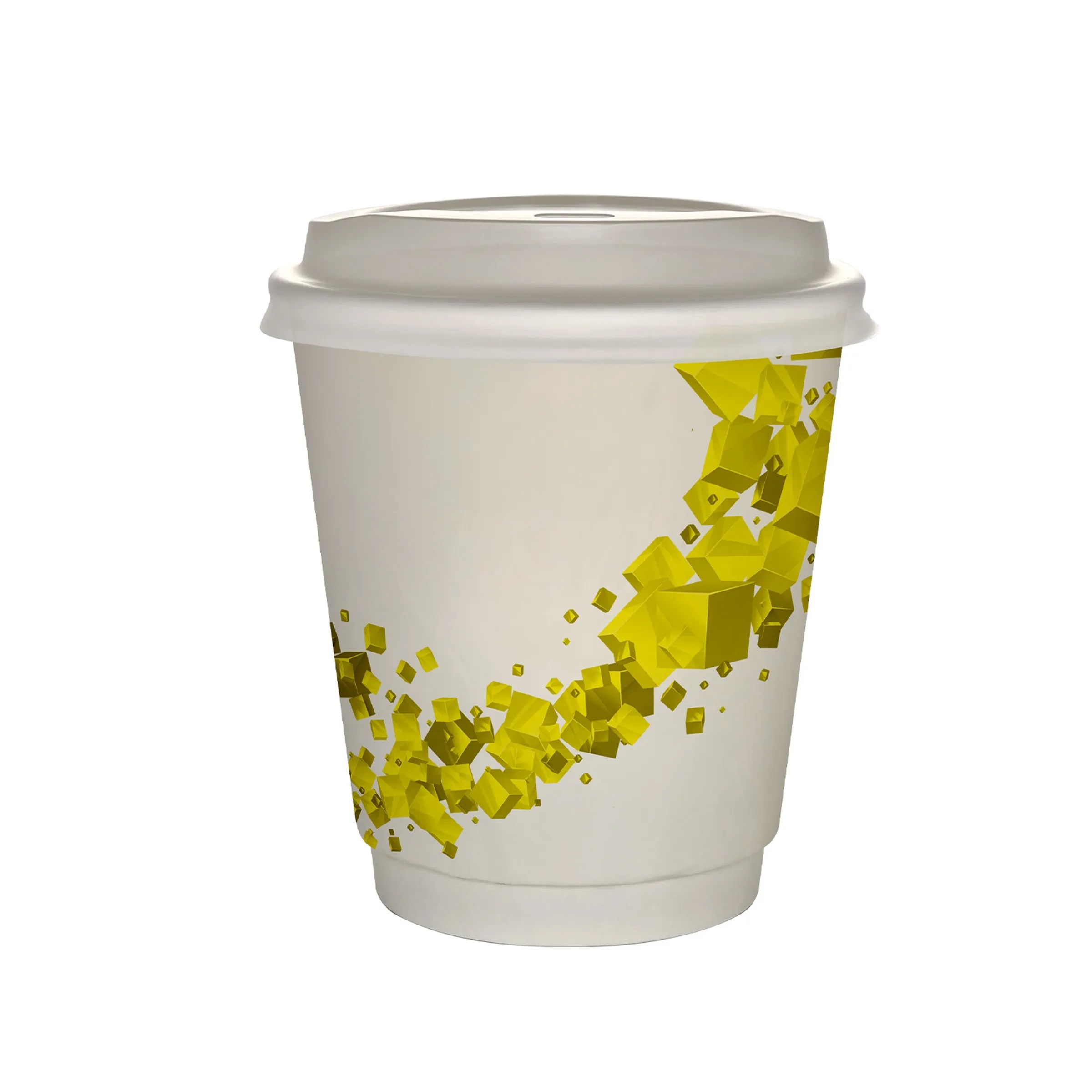 10 oz Full Color Floating Cubes Insulated Paper Cup With Lid 12