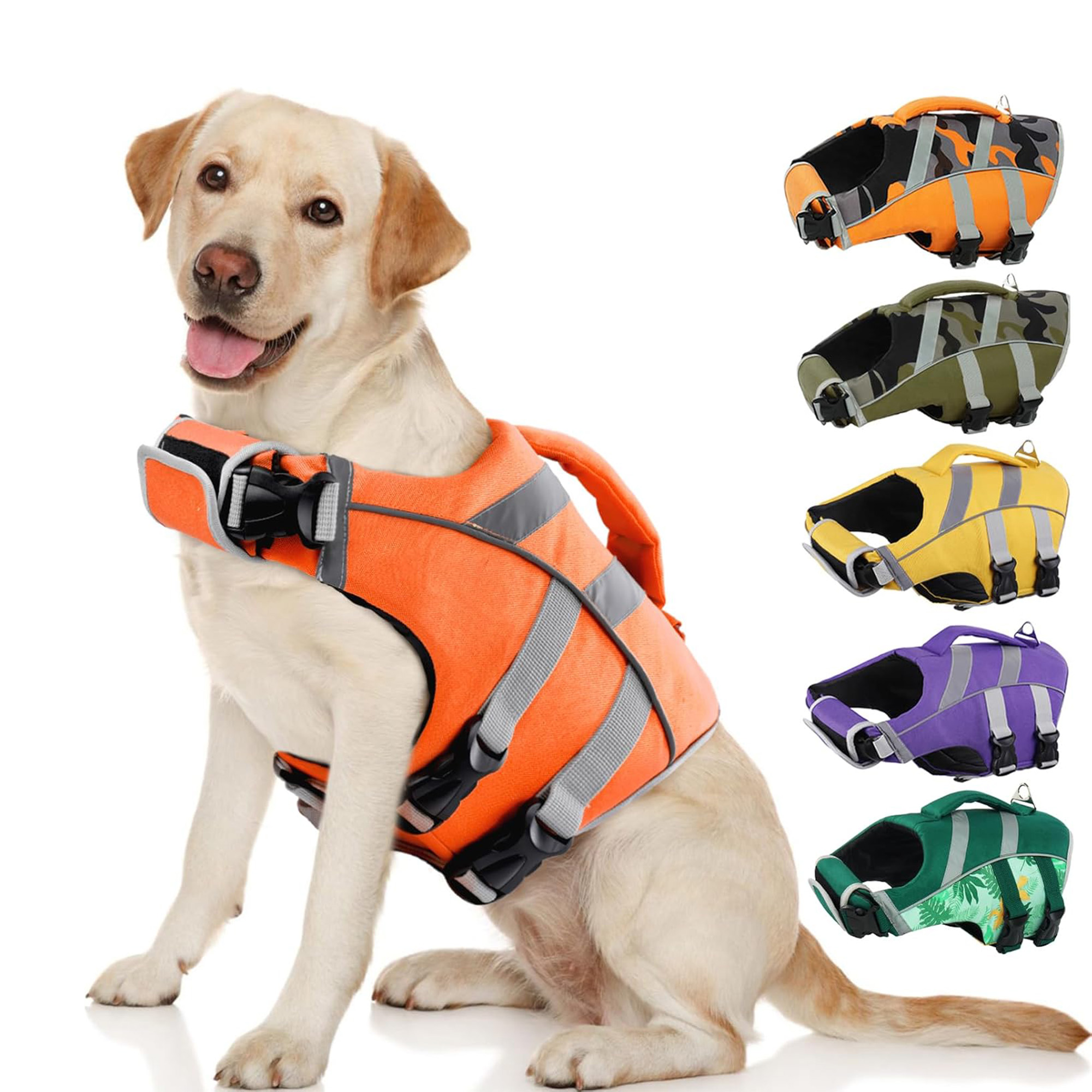 Full Color Imprint Dog Life Jacket with Reflective Stripes 2
