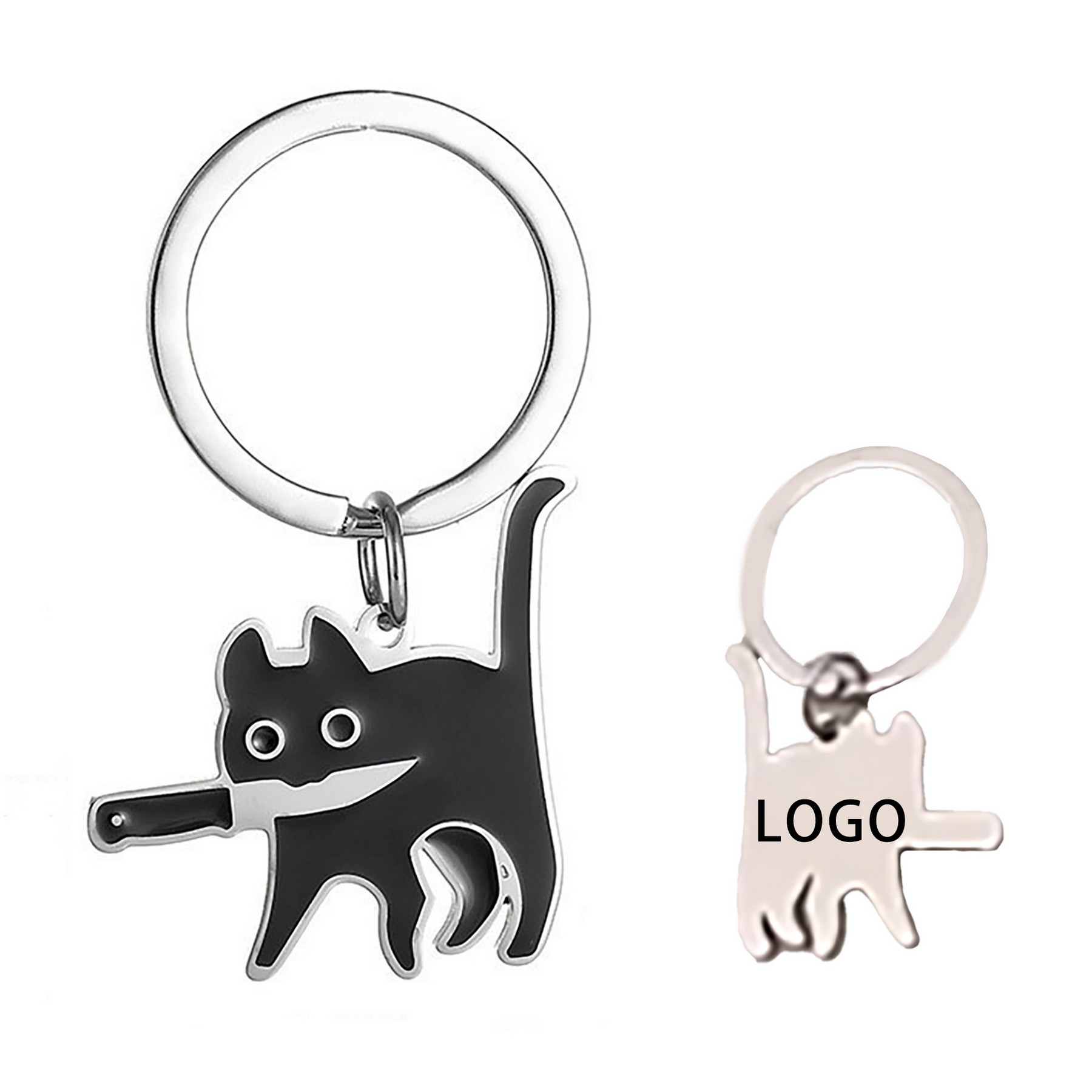 Creative Stainless Steel Knife Cat Keychain