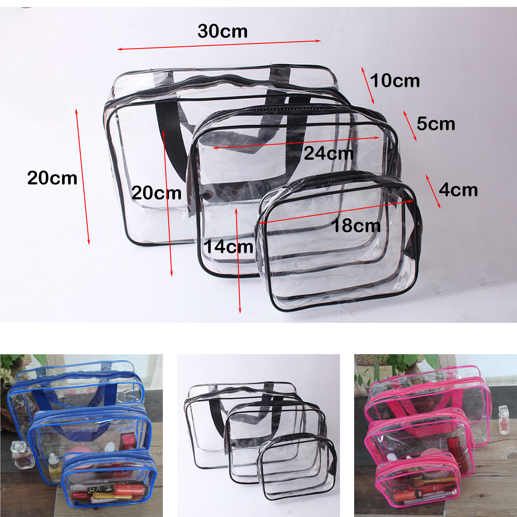 Makeup bag , Travel Must-Transparent Waterproof Pouch 2
