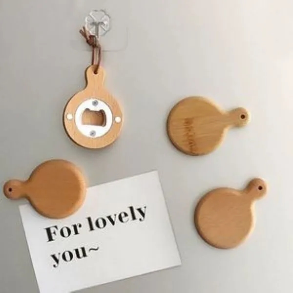 Bamboo Wooden Handle Bottle Opener With Magnet 5