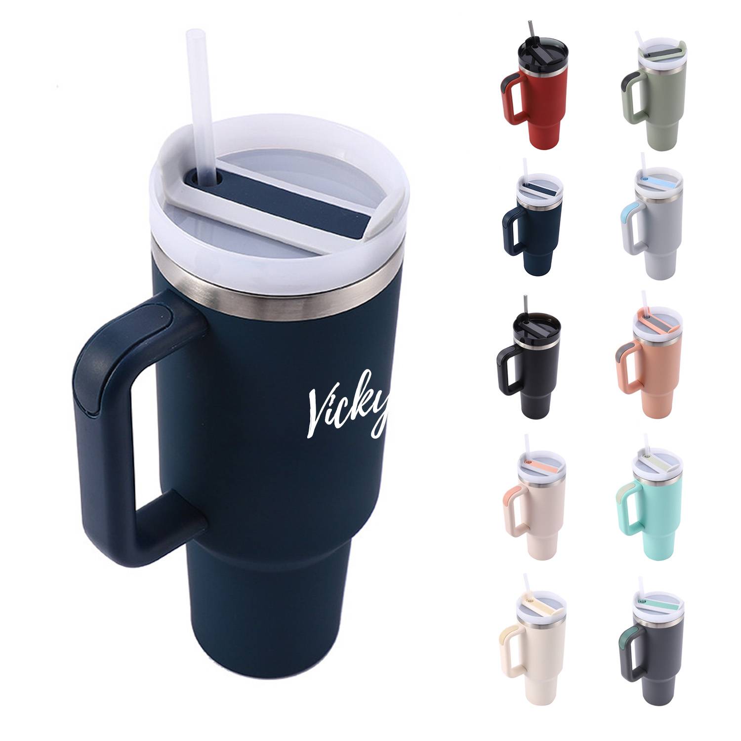 40oz Stainless Steel Insulated Cup w/ Straw 17