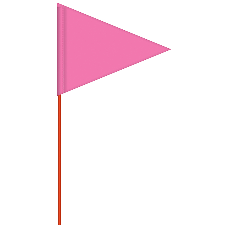 Solid Color Pink Pennant Field Flag w/Orange Staff 2