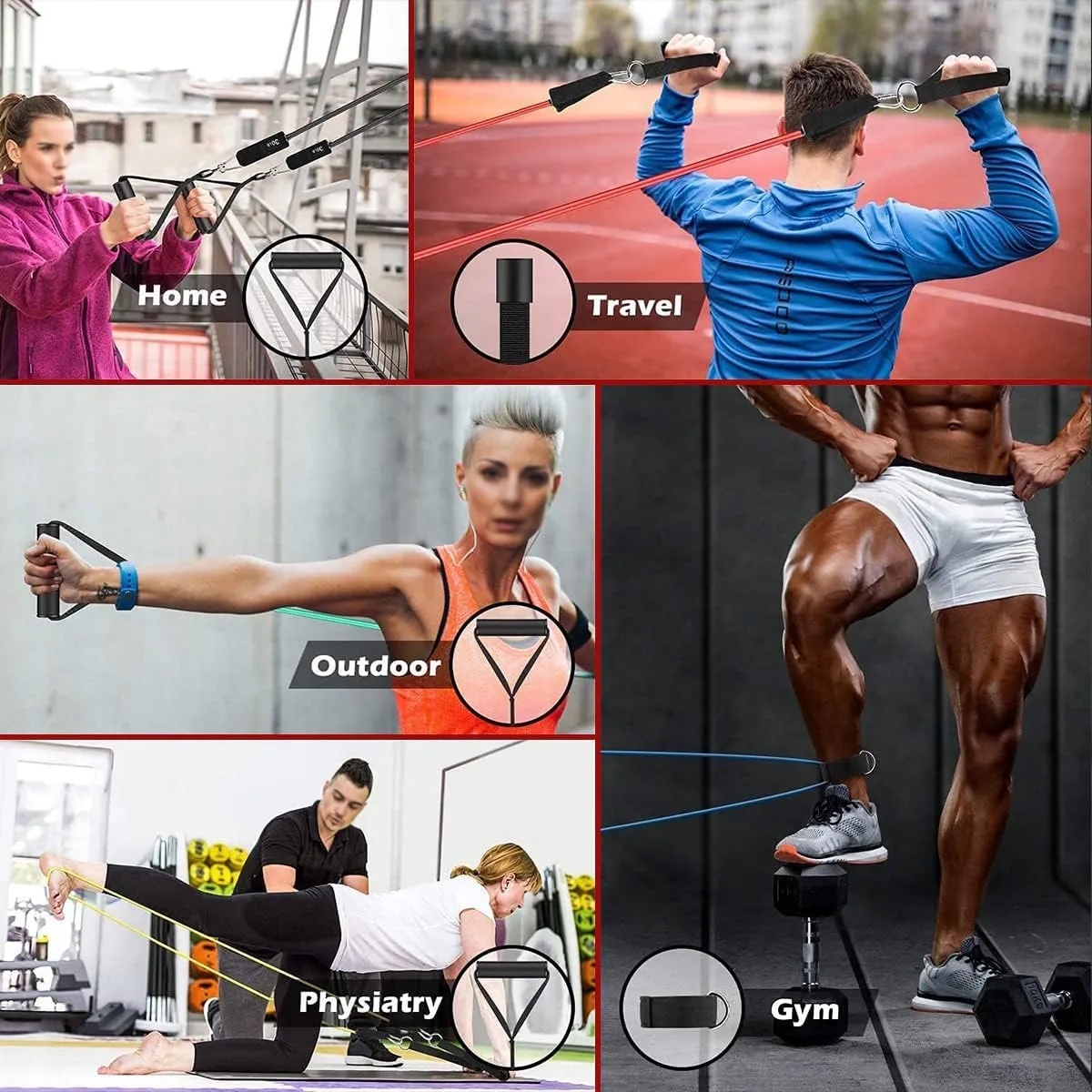 Unisex Home Adjustable Resistance Exercise Workout Bands 6