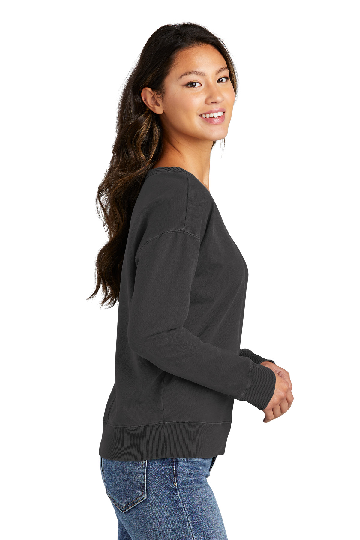 Women's Beach Wash Garment-Dyed V-Neck Sweatshirt