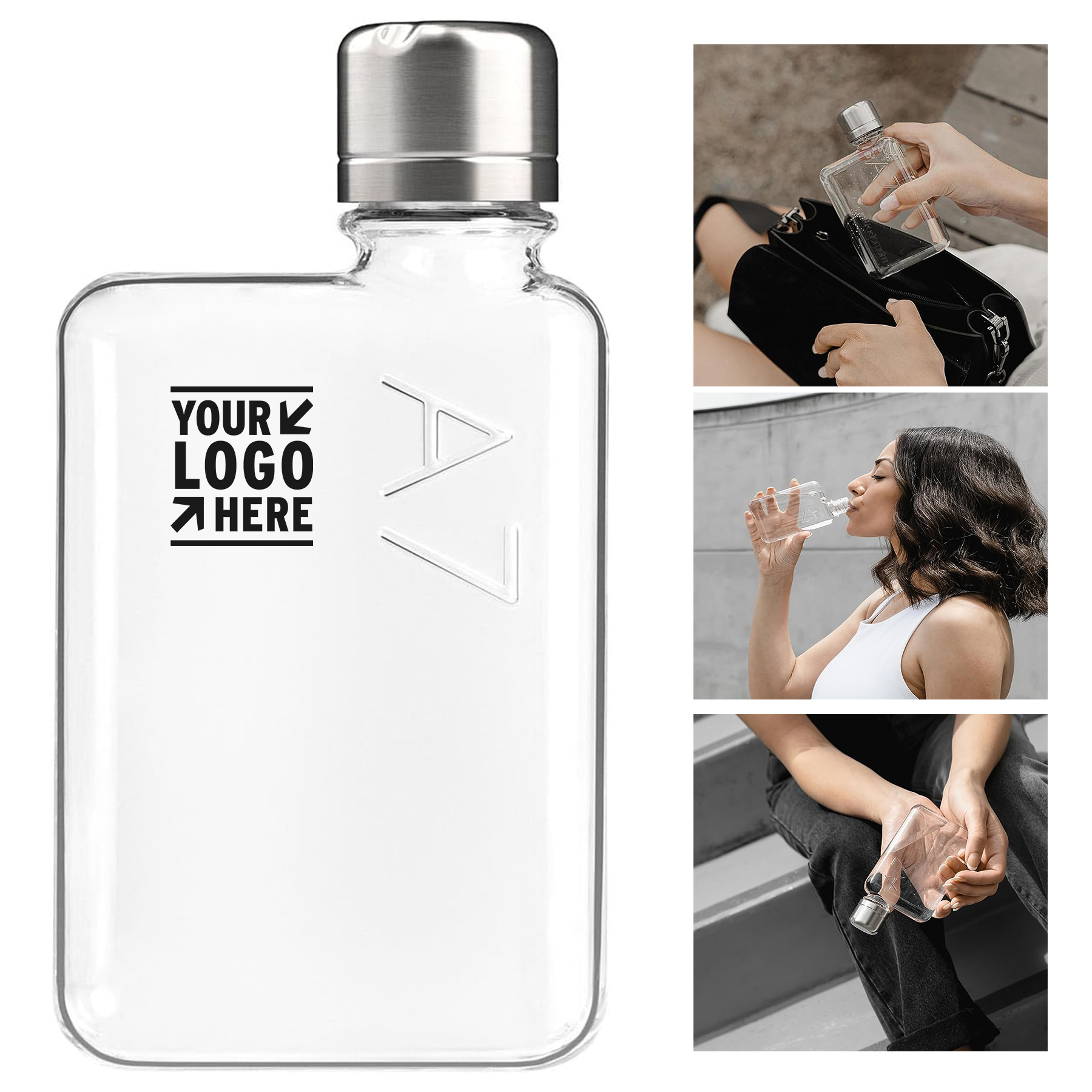 A7 6oz BPA Free The Flat Water Bottle Designed To Fit In Your Bag 2