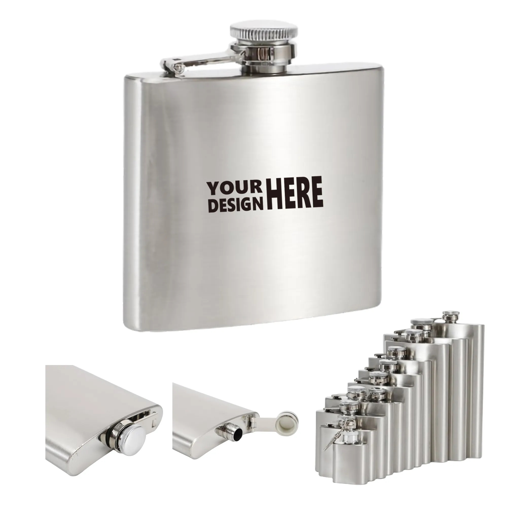 6 oz Stainless Steel Pocket Hip Flask Wine Pot MOQ100 1