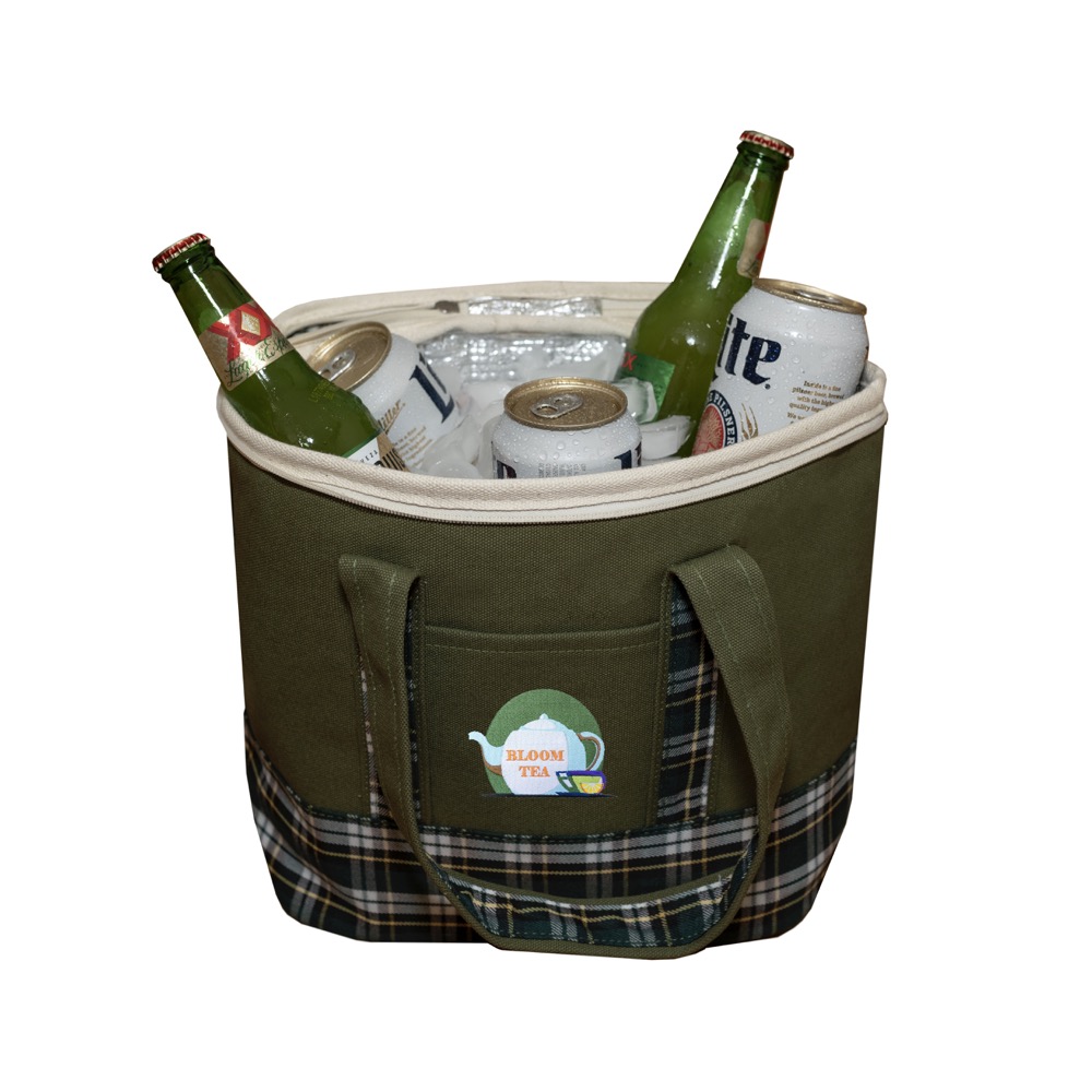 18 oz Insolated Plaid Cooler Tote 6