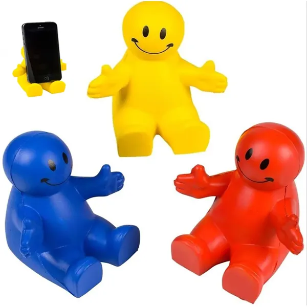Squeezable Stress Reliever Colorful Smiley Face Phone Holder 3
