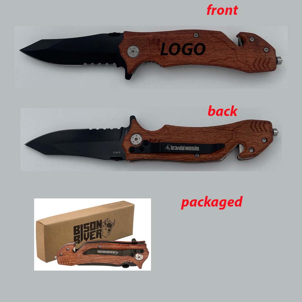 Wood Anodized Aluminum Rescue Knife 5