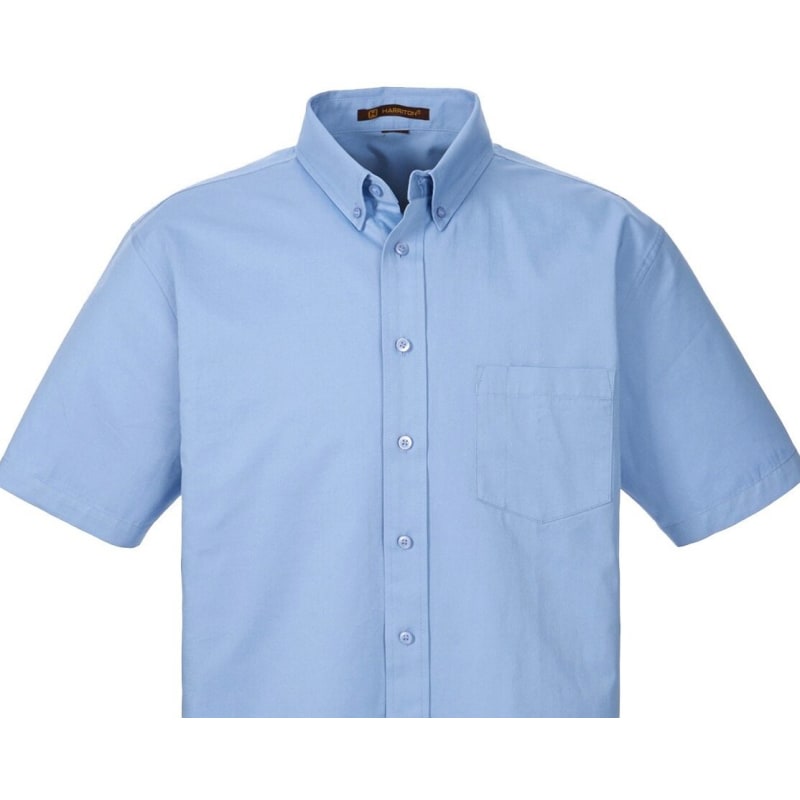 Harriton Men's Foundation 100% Cotton Short-Sleeve Twill Shirt With Teflon™ 15
