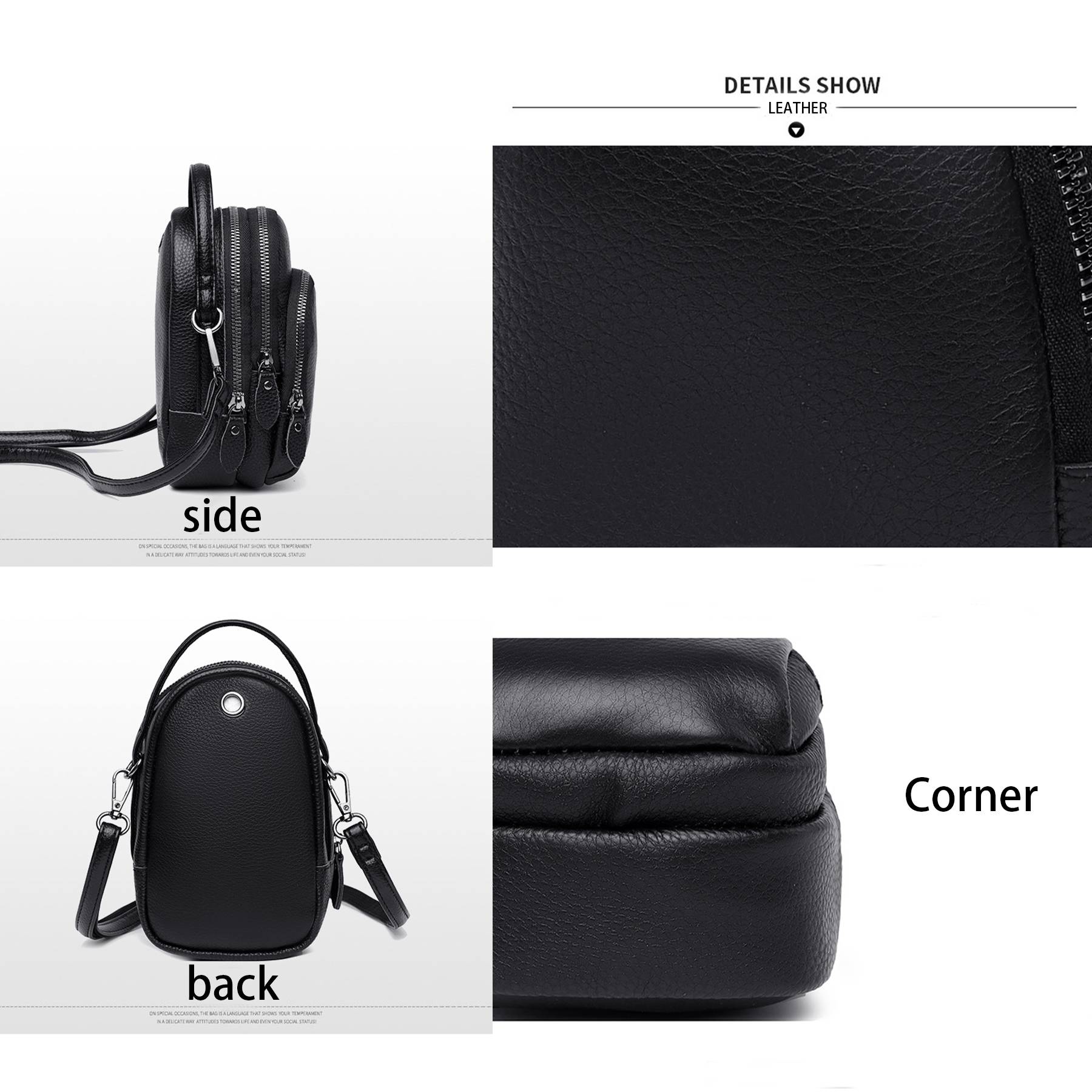Genuine Leather Two Compartment Phone Crossbody Mini Bag 4