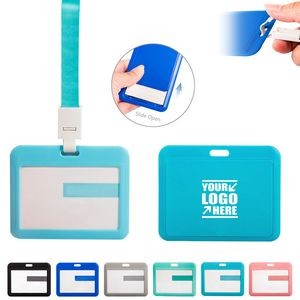 Slide Open Plastic Portrait Lanyard Card Holder 4