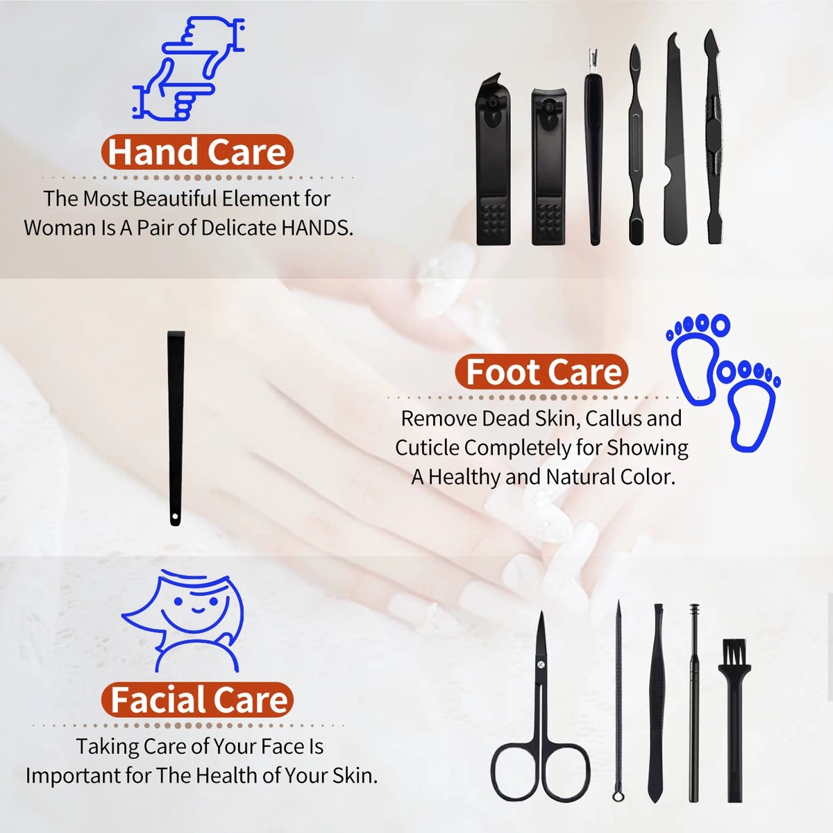 12 In 1 Professional Manicure Set Nail Clippers Kit 4