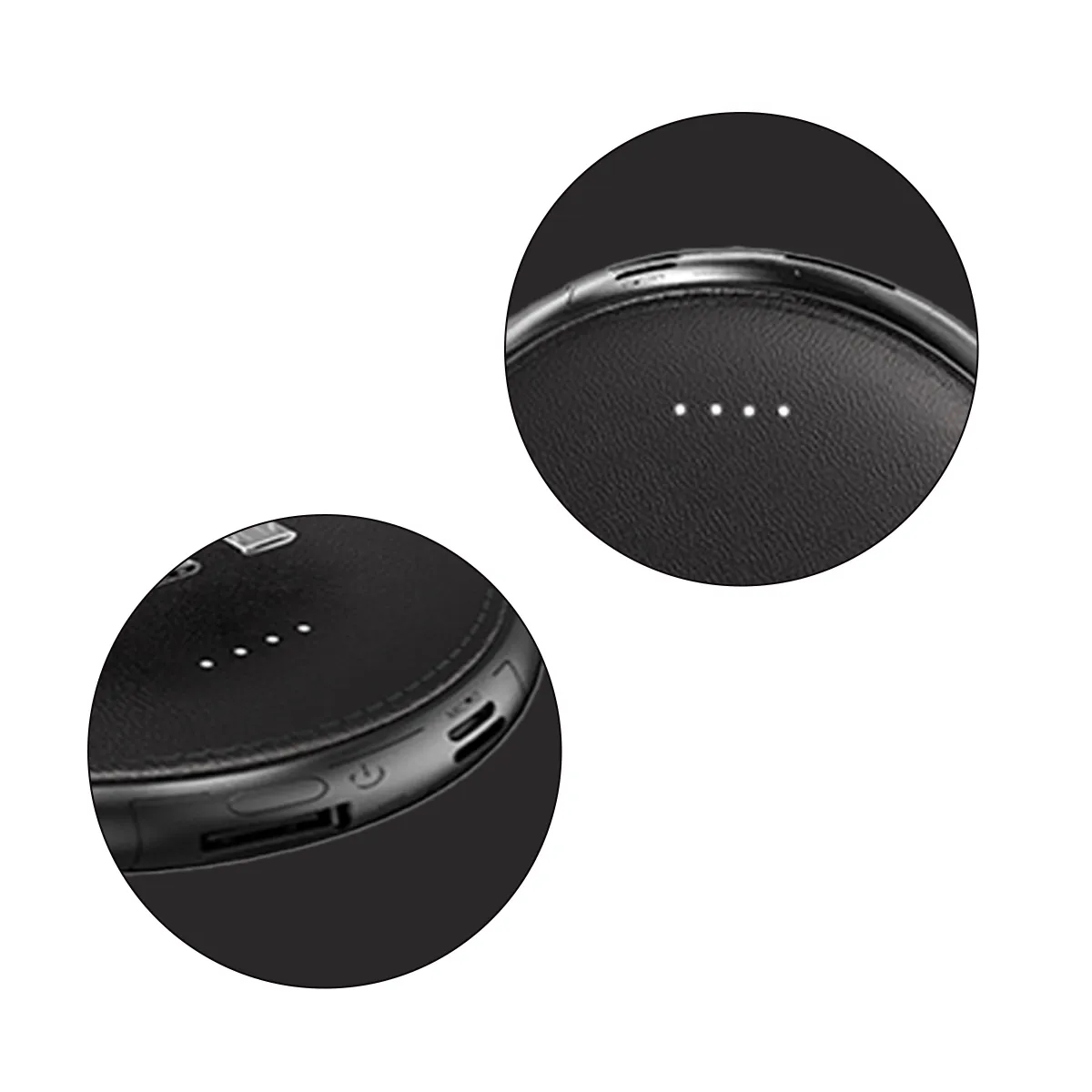 Round Portable Power Bank With Built-In Cables 2