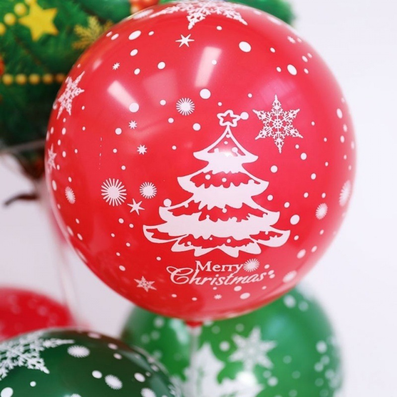 12inch 2.8g Green Red Latex Balloon Full Designs Christmas Party Decoration 100pcs Pack Matt Snowfla