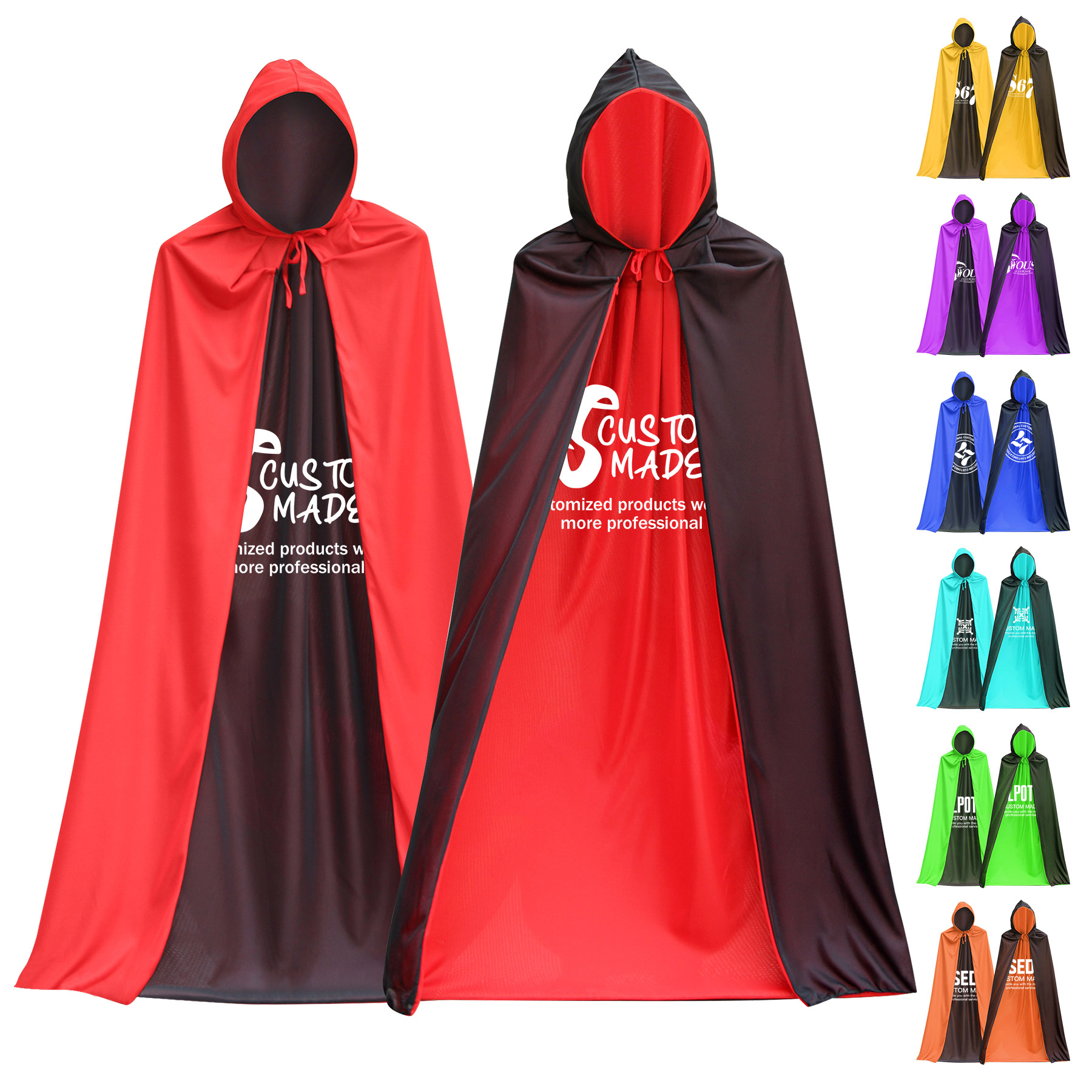 Double-sided Black Red Halloween Cape 2