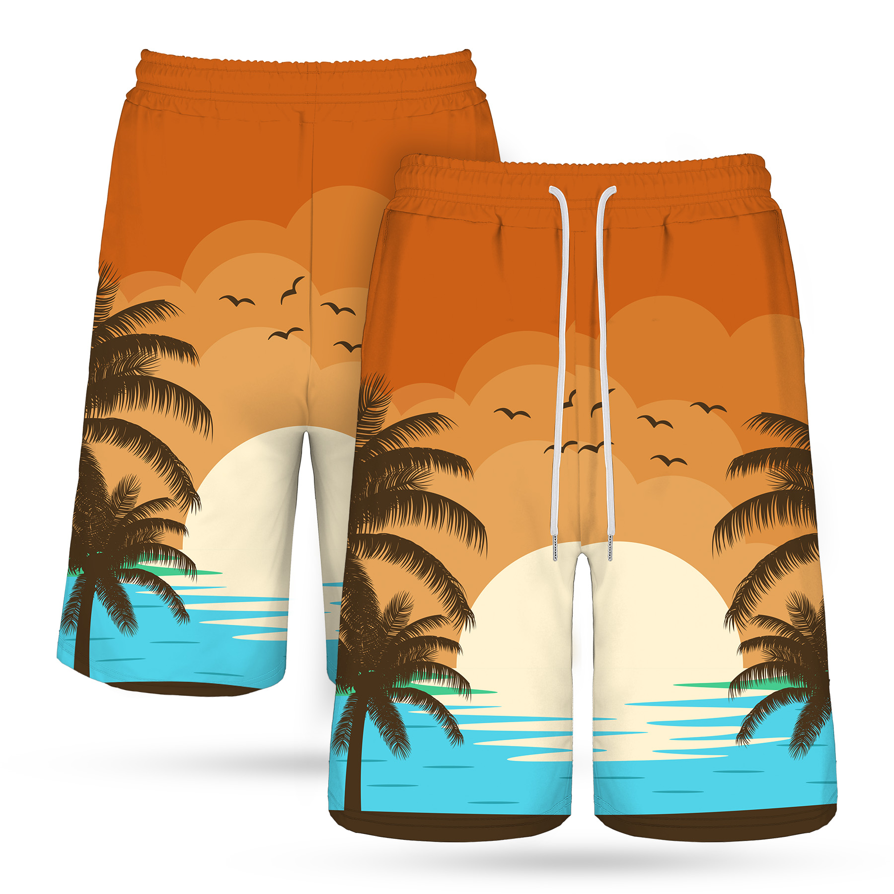 Men's 135 Gsm Dye Sublimation Drawstring Shorts- Stretch Poly 2