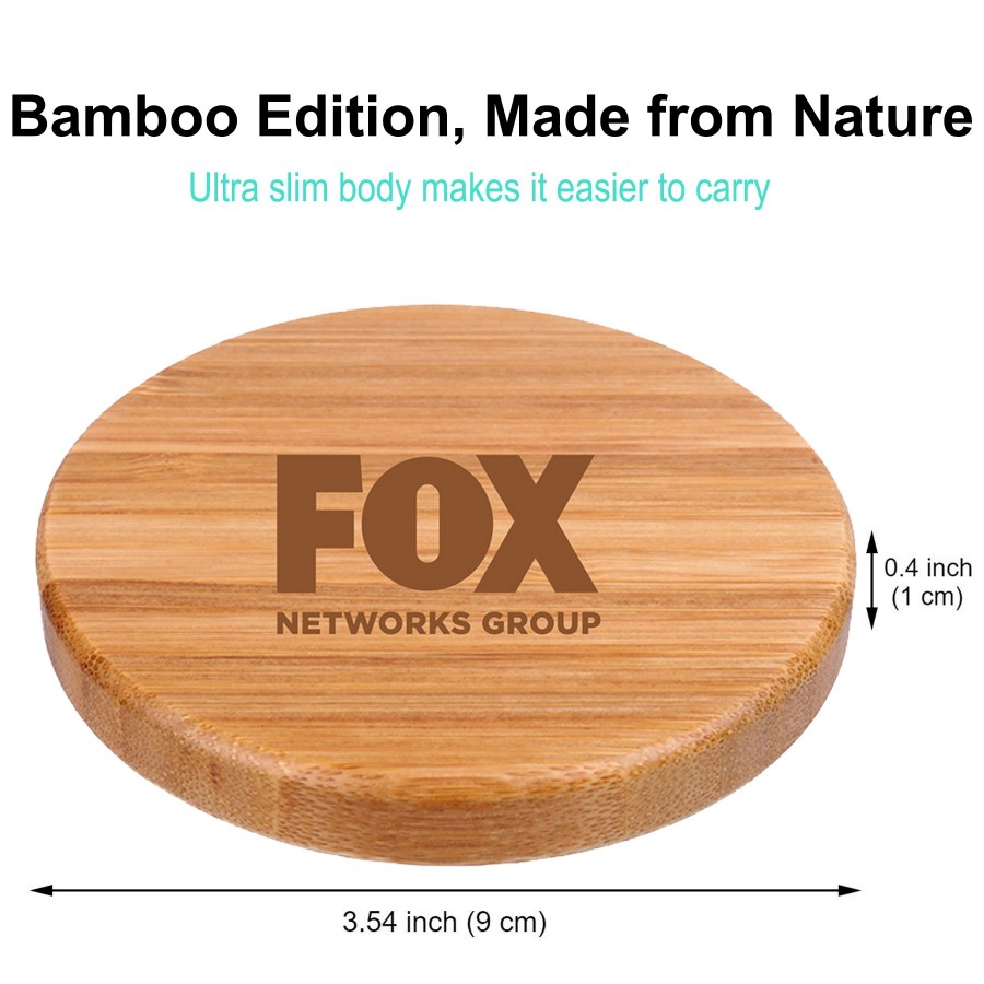 Slim Round Bamboo Qi Wireless Charging Pad 13