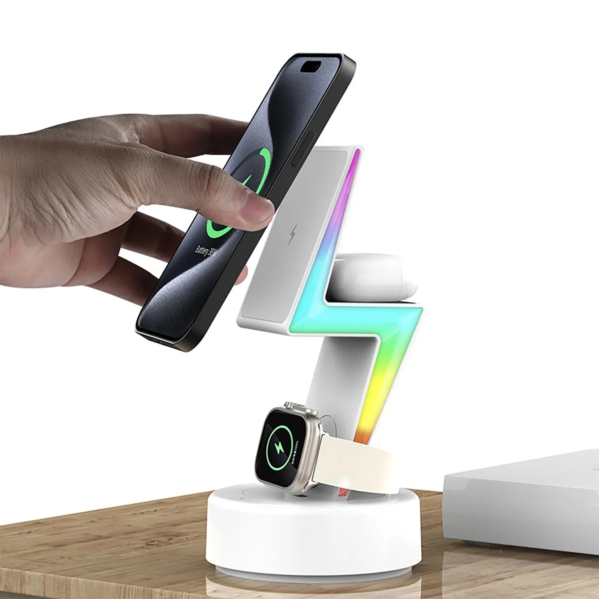 Mag-Safe 3 in 1 RGB Light Wireless Charging Station 3