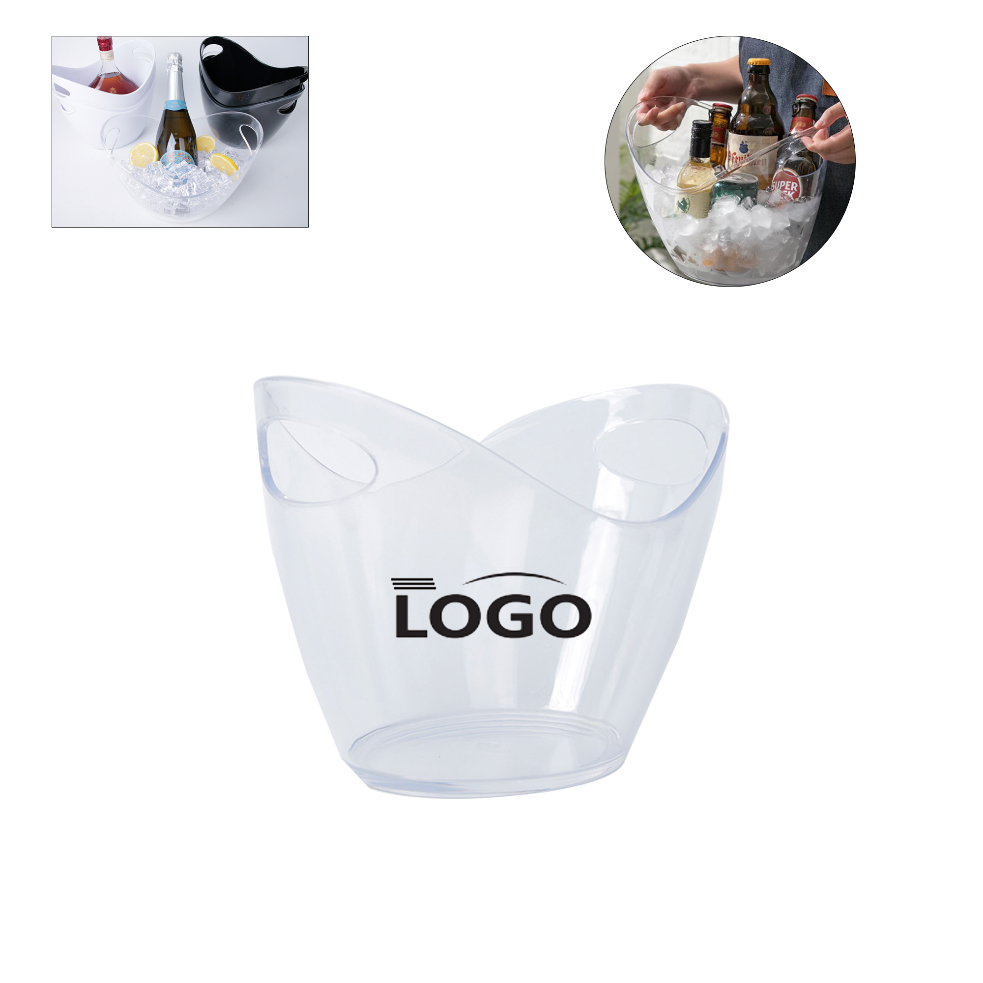 4L Clear Plastic Ice Bucket With Your Logo 1