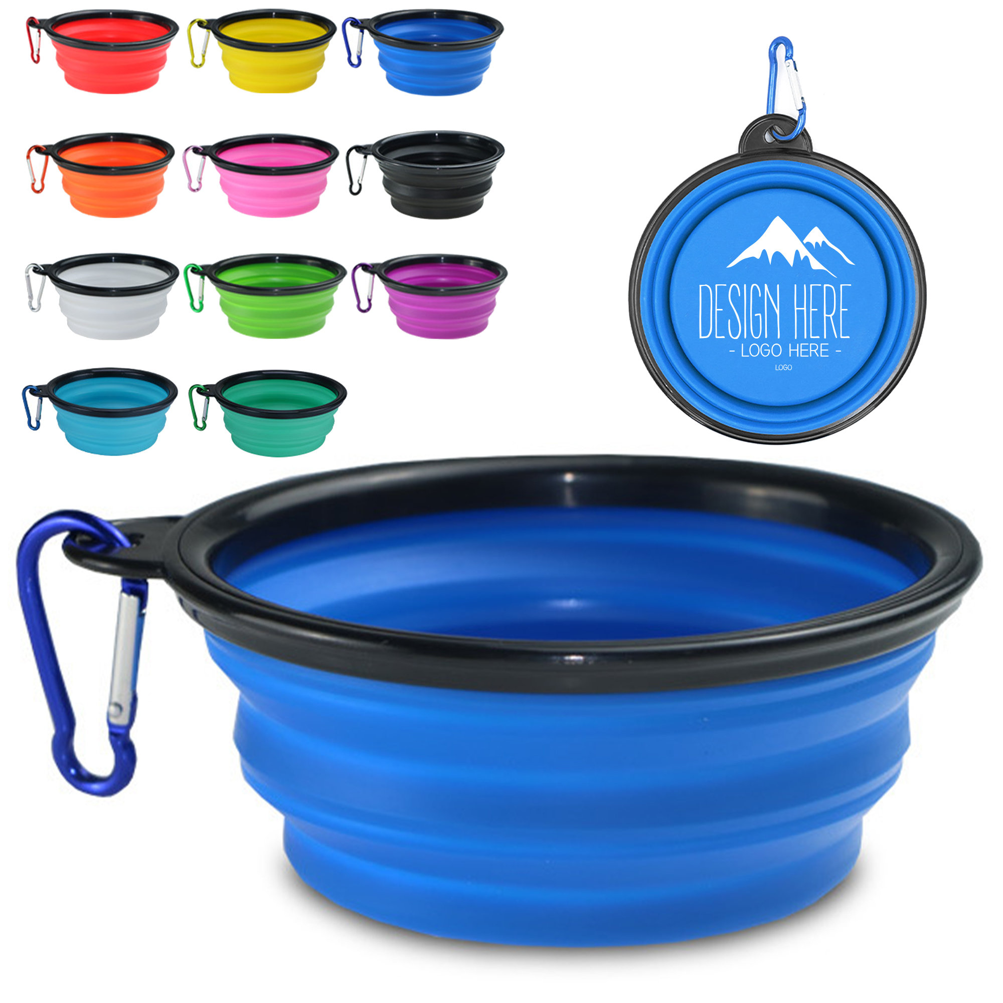 Portable Collapsible Dog Bowl with Carabiners 3
