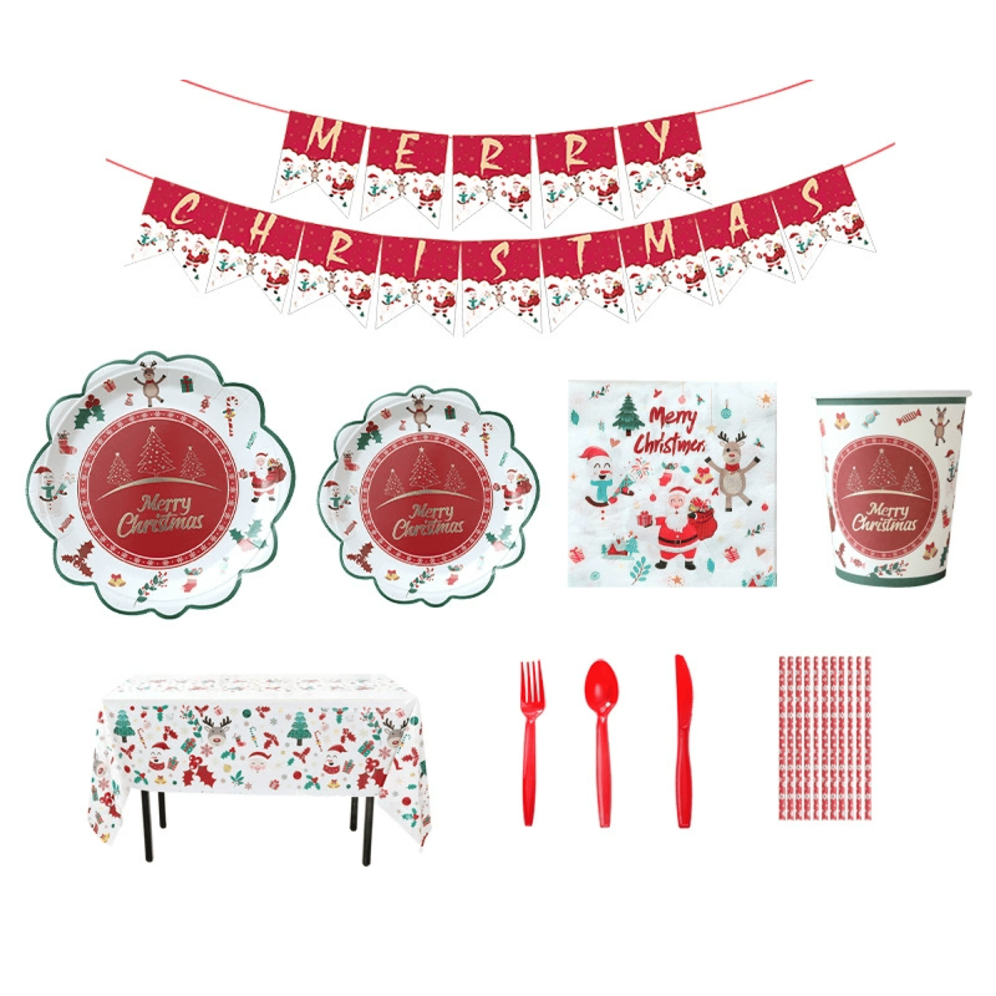 Christmas Disposable Dinnerware Party Kit 9