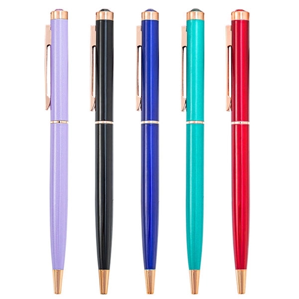 Diamond Top Slim Twist Metal Ballpoint Pen 4