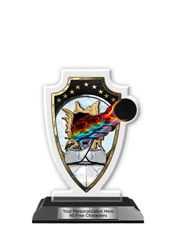 Acrylic Trophy: 6" Arrow Head, Hockey Field Design 2