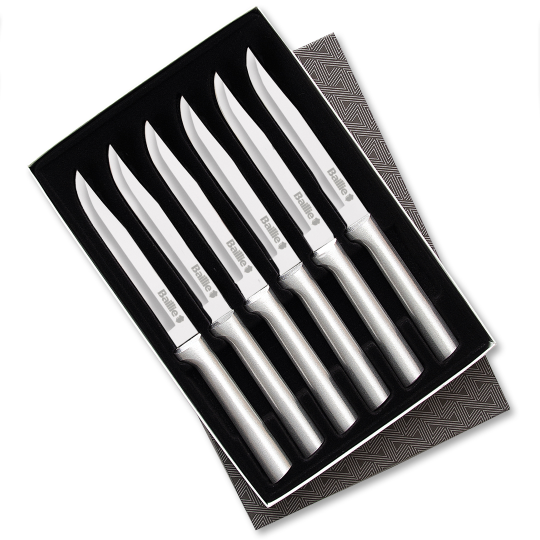 Six Utility/Steak Knives Gift Set w/Silver Handle 5