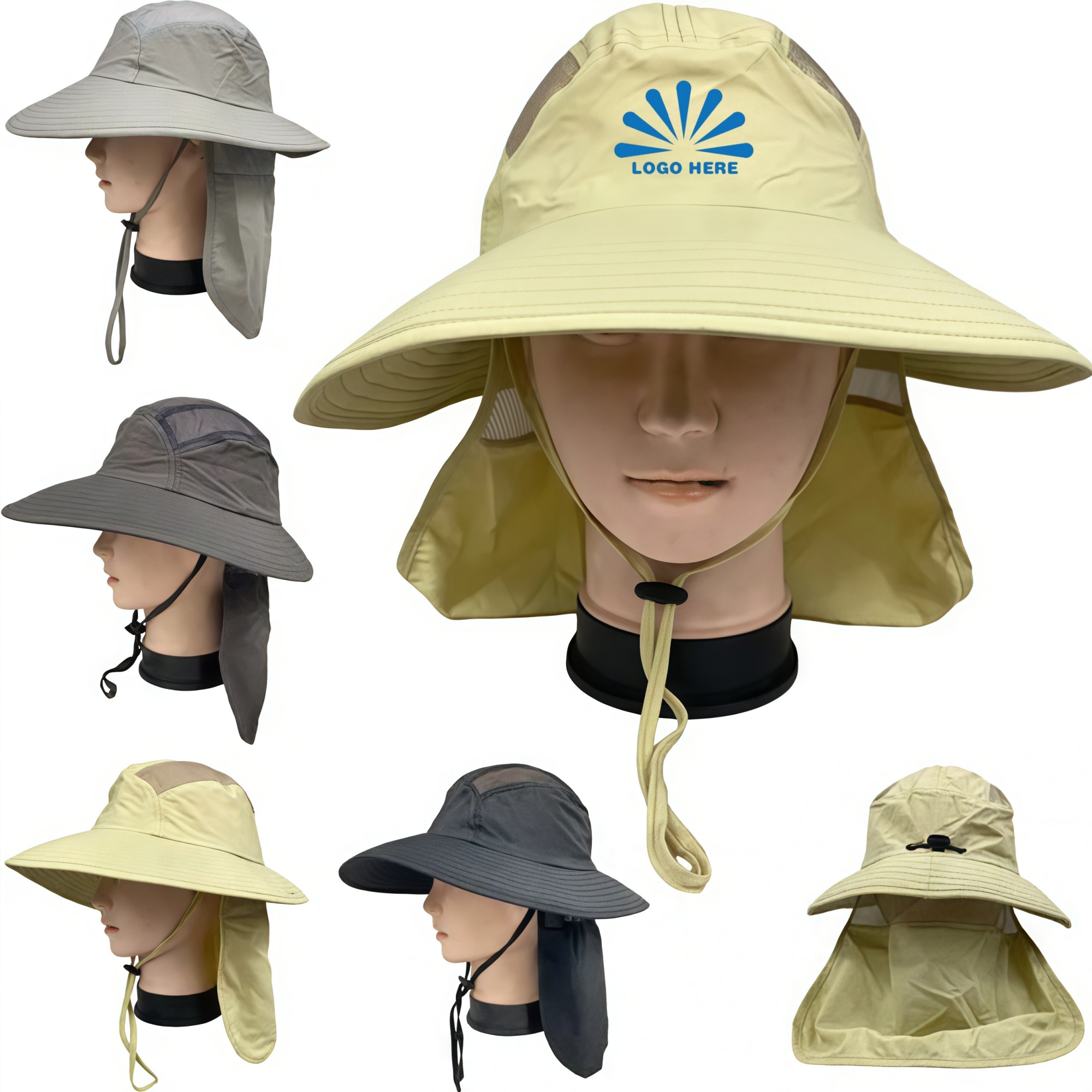 Wide Brim Waterproof Safari Mesh Bucket Hat 1